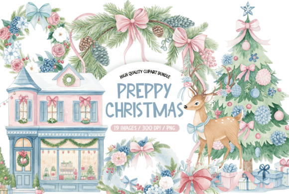 Download Preppy Christmas Deer &amp; Holiday Clipart - Holiday clipart Collection