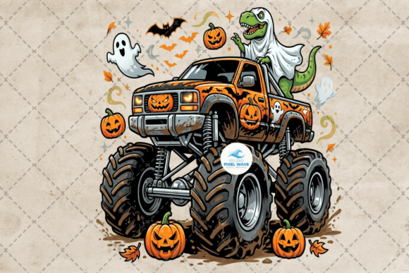Download T-Rex Riding Monster Truck Halloween Png - Halloween png Collection