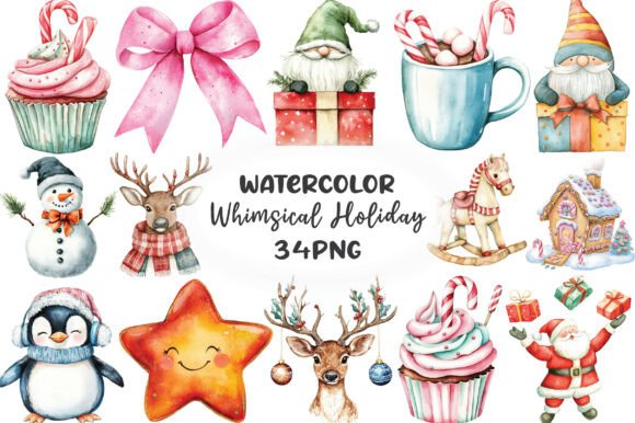 Download Watercolor Whimsical Holiday Clipart - Premium Resources
